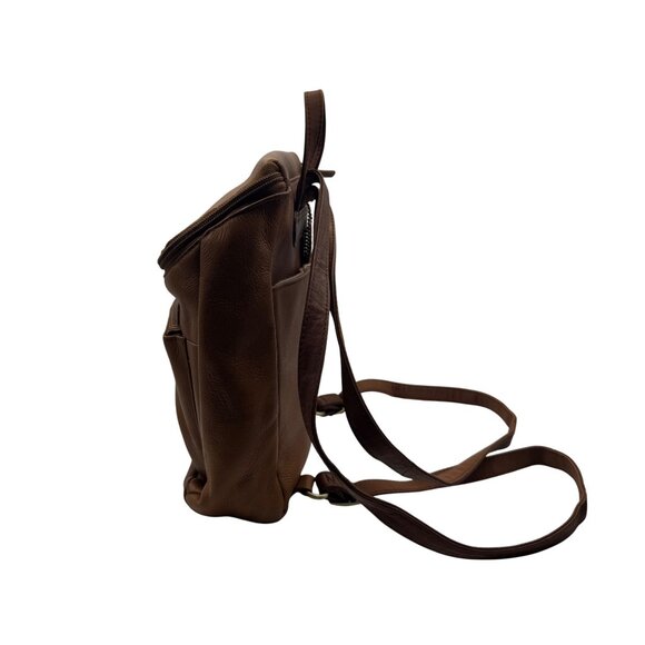 Hillard & Hanson Brown Genuine Leather Backpack Purse With Adjustable Straps - Picture 2 of 10